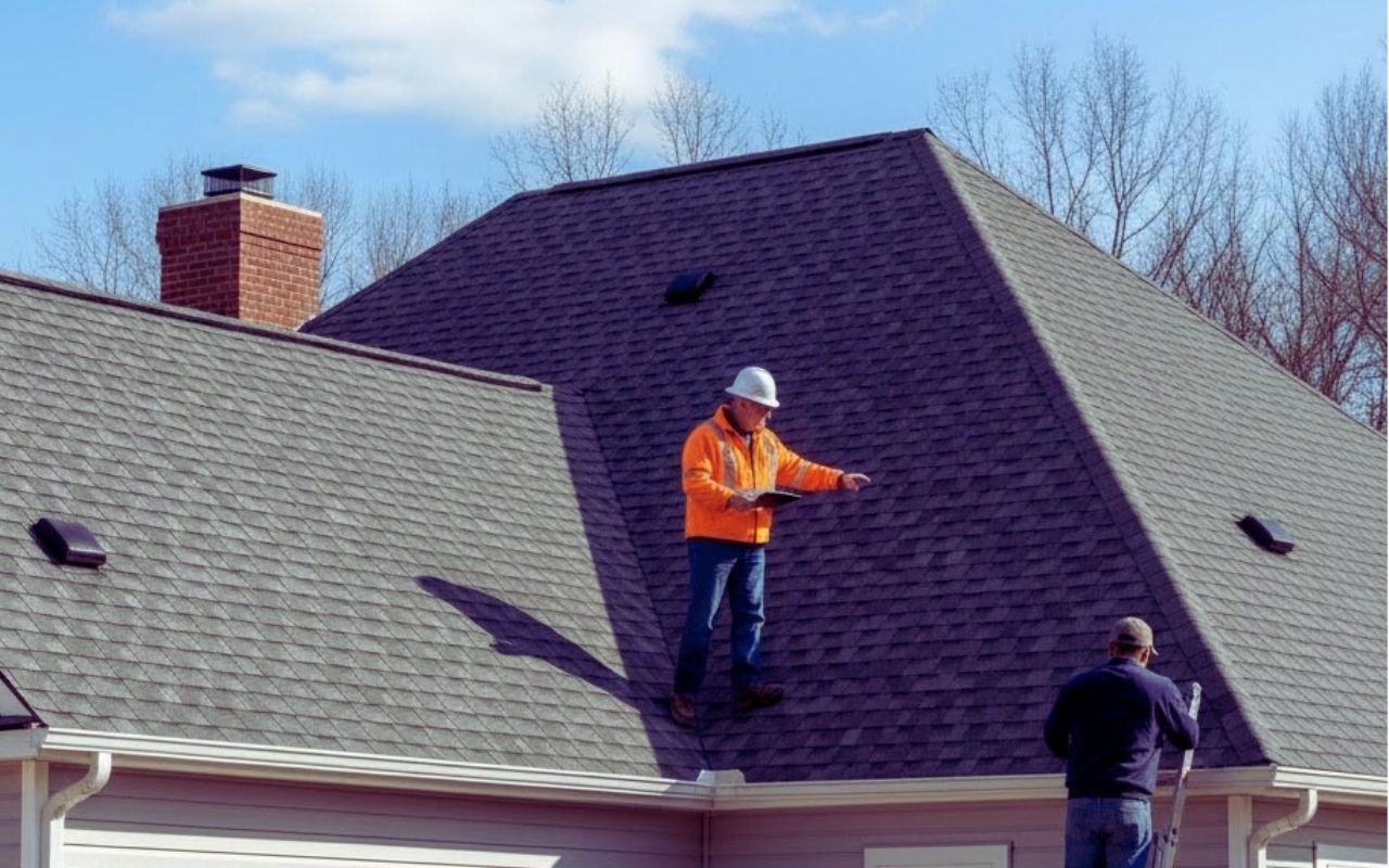 Technician inspecting roof before roof installation in Stafford, VA