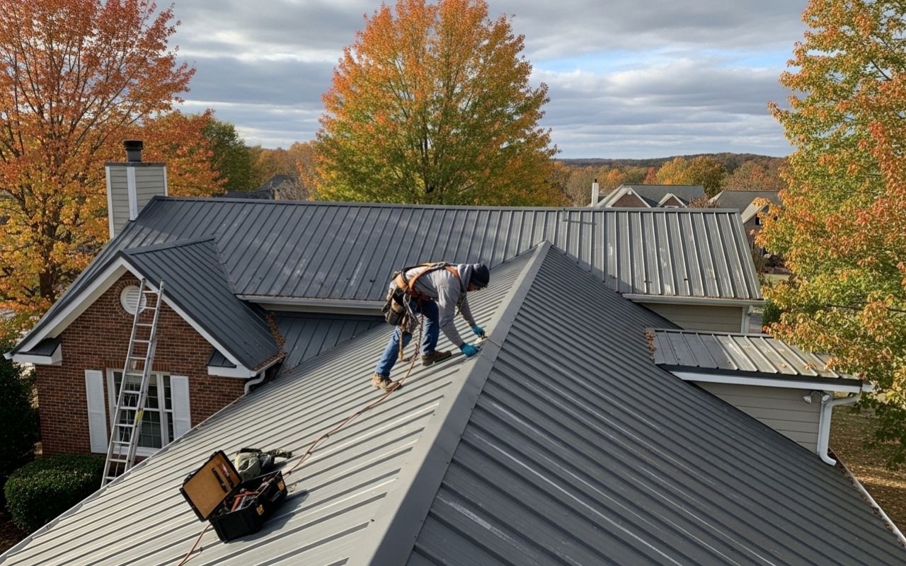 Metal roof maintenance in Prince William County with seasonal roof inspection